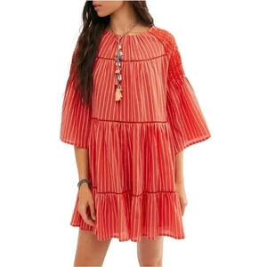 Free People | Orange Striped Mini Shift Dress. Small. Excellent condition!